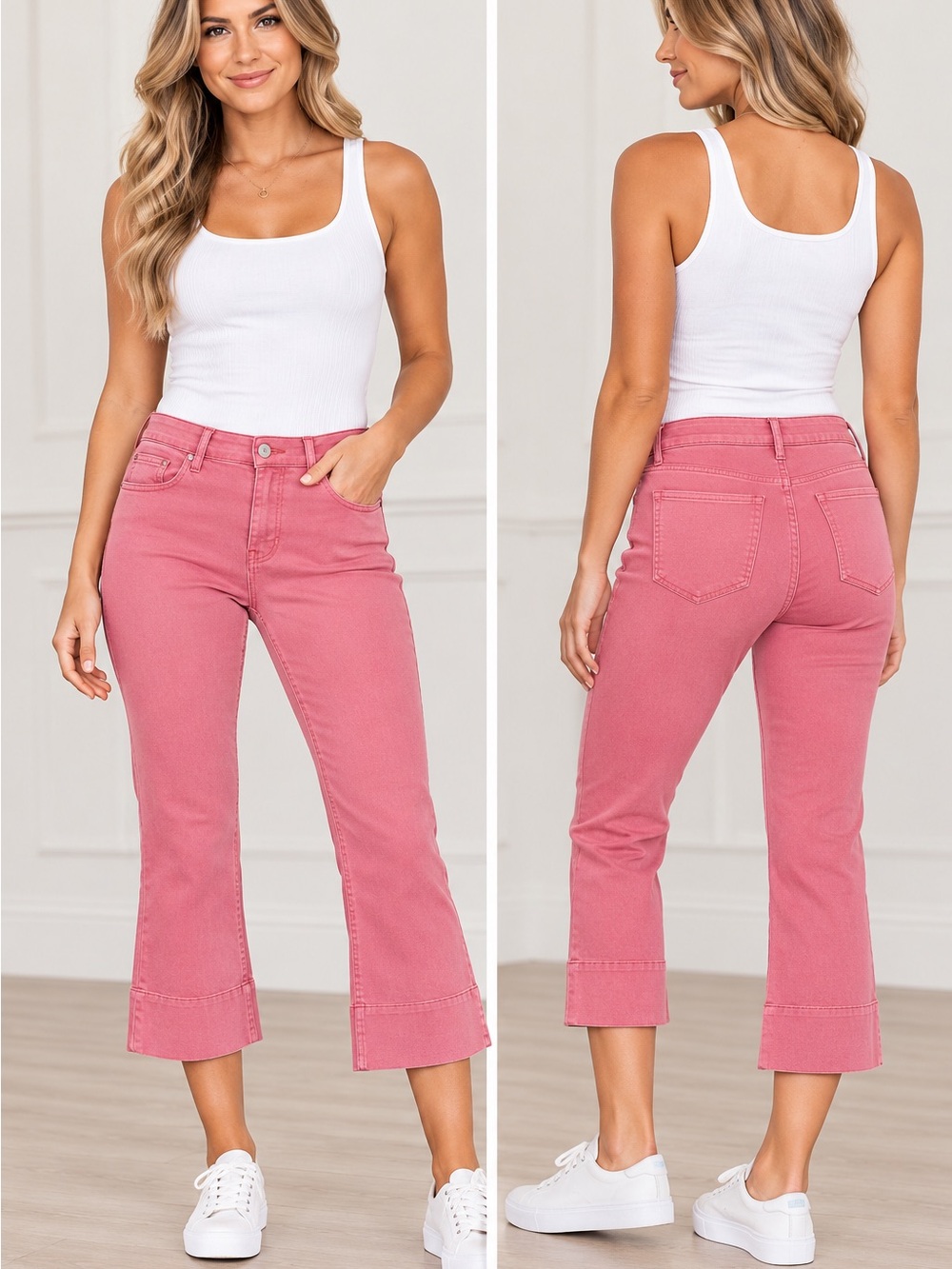 Tory Burch Rose Pink Cropped Straight-Leg Capris